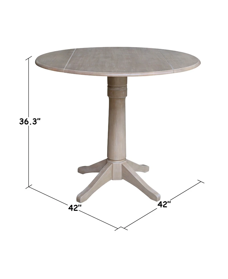 International Concepts 42" Round Dual Drop Leaf Pedestal Table