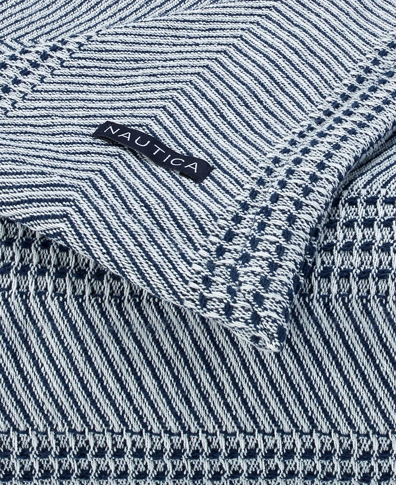 Nautica Chevron Stripe Yarn Dye Cotton Blanket, King