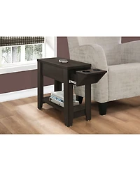 Monarch Specialties Accent Table - 23" H Cappuccino with A Glass Holder