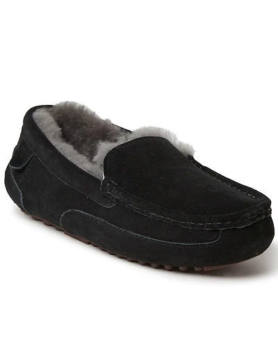 Dearfoams Men's Fireside By Melbourne Genuine Shearling Moccasin Slipper