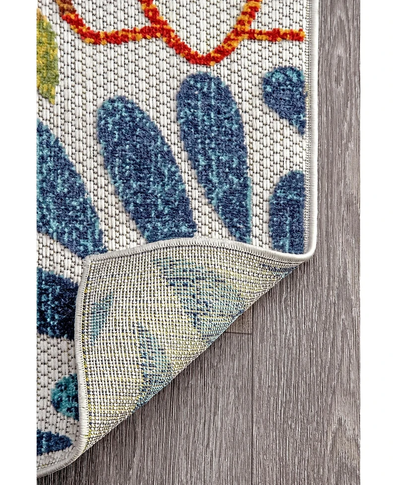 nuLoom Claudia Transitional Floret Multi 5' x 8' Outdoor Area Rug