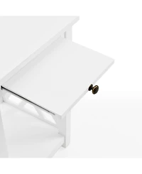 Alaterre Furniture Coventry Wood End Table with Tray Shelf and Bottom Shelf