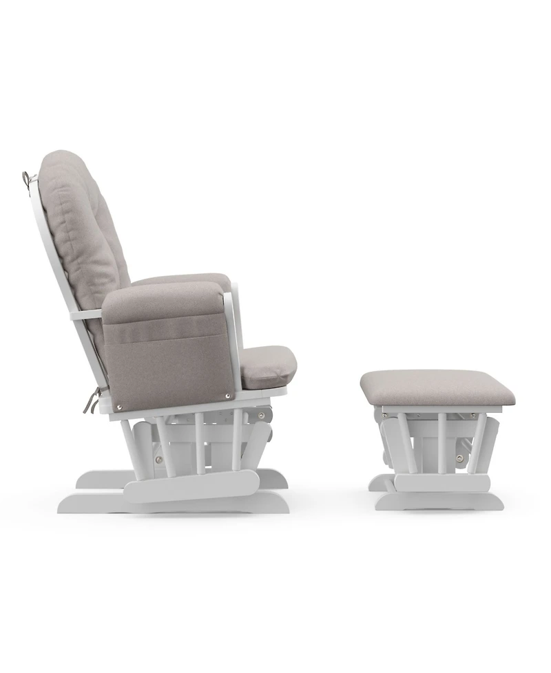 Storkcraft Hoop Glider and Ottoman - White with Pink