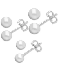 And Now This 3-Pc. Set Silver Plated Ball Stud Earrings