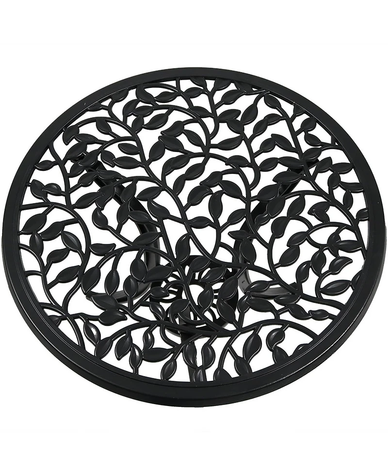 Floral Design Cast Aluminum Outdoor Patio Bistro Set, Black, 3pc