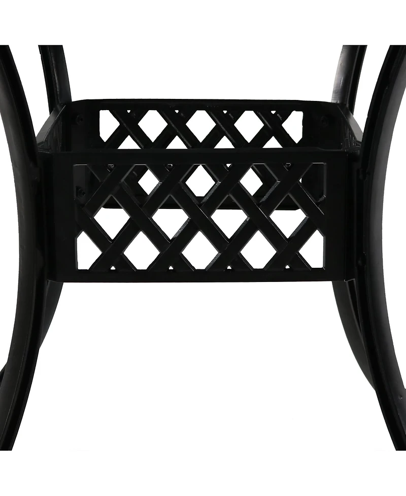 Outdoor Crossweave Design Black Cast Aluminum Round Patio Dining Table with Umbrella Hole