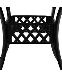 Outdoor Crossweave Design Black Cast Aluminum Round Patio Dining Table with Umbrella Hole