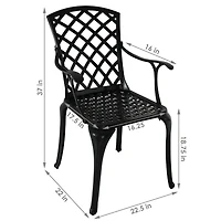 Outdoor Crossweave Design Black Cast Aluminum Patio Dining Chair, 2pk