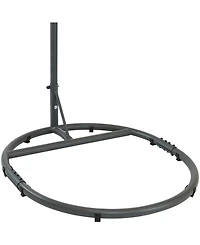 Durable Indoor/Outdoor Powder-Coated Steel Egg Chair Stand with Extra-Wide Round Base - 76" H - Black