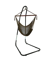 Sunnydaze Decor Caribbean Style Extra Large Hanging Rope Hammock Chair Swing with Stand - 300 lb Weight Capacity