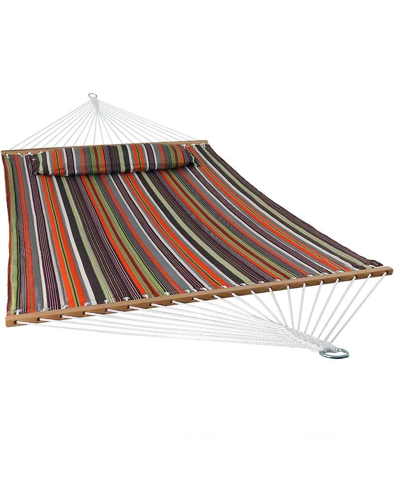 Two-Person Quilted Fabric Hammock with Spreader Bars