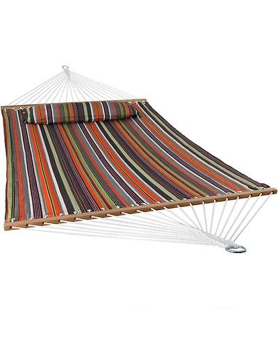 Two-Person Quilted Fabric Hammock with Spreader Bars