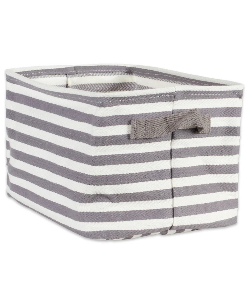 Design Imports Polyethylene Coated Herringbone Woven Cotton Laundry Bin Stripe Rectangle Set of 3