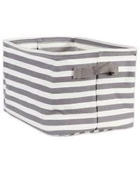 Design Imports Polyethylene Coated Herringbone Woven Cotton Laundry Bin Stripe Rectangle Set of 3