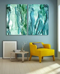 Empire Art Direct Water Women I Ii Frameless Free Floating Tempered Art Glass Wall Art, 48" x 32" x 0.2"