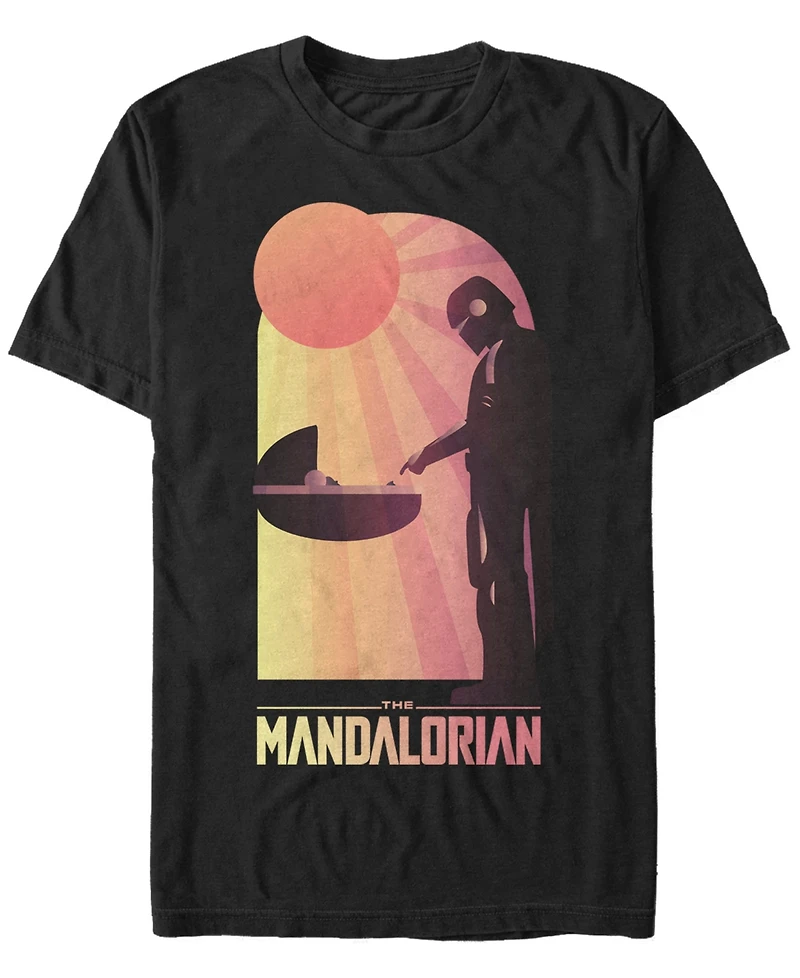 Fifth Sun Men's Star Wars The Mandalorian Child Sunset Meeting Short Sleeve T-shirt