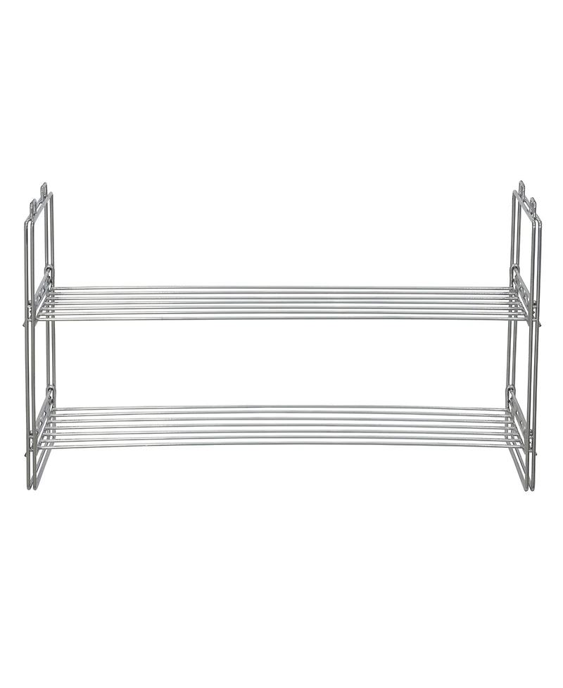 Household Essentials Stackable Two-Tier Metal Shoe Rack for Closet Storage, Silver
