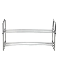 Household Essentials Stackable Two-Tier Metal Shoe Rack for Closet Storage, Silver
