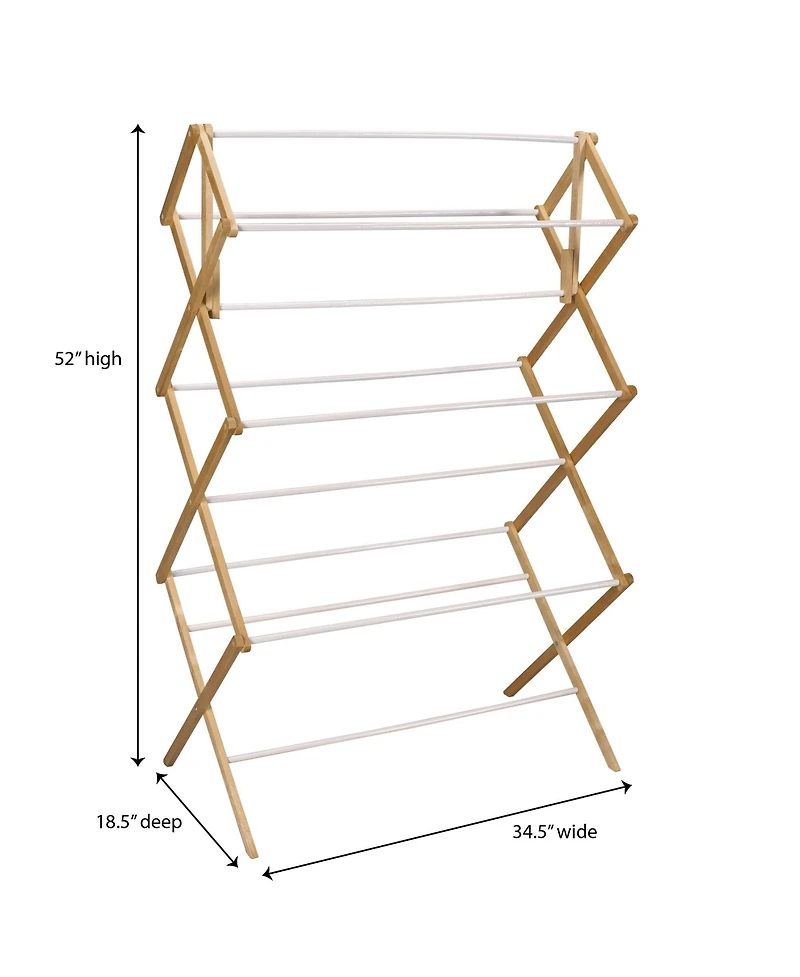 Household Essentials Large Folding Clothes Drying Rack, Bamboo