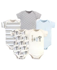 Hudson Baby Boys Multipack of 5 Comfortable Cotton Bodysuits