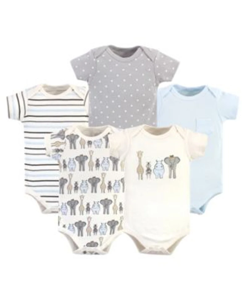 Hudson Baby Boys Multipack of 5 Comfortable Cotton Bodysuits