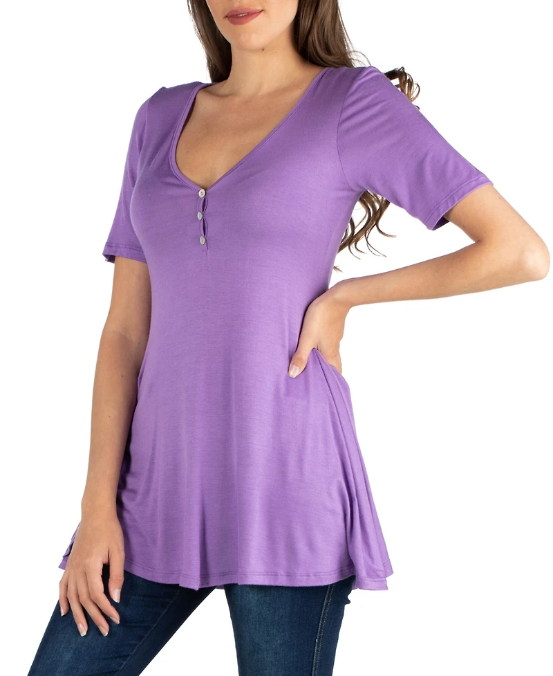 24seven Comfort Apparel Short Sleeve Tunic Top