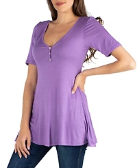 24seven Comfort Apparel Short Sleeve Tunic Top