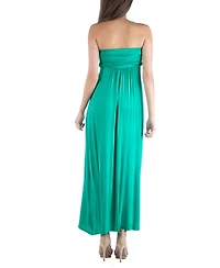 24seven Comfort Apparel Strapless Empire Waist Maxi Dress
