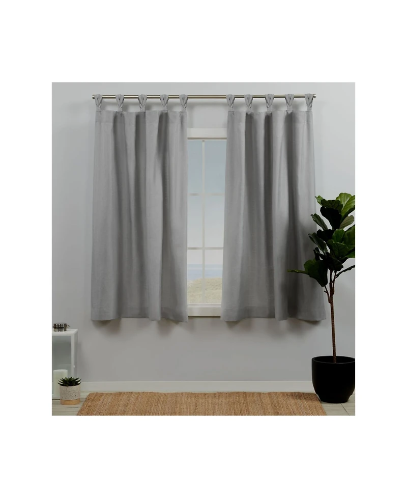Exclusive Home Curtains Loha Linen Braided Tab Top Curtain Panel Pair, 54" x 63"