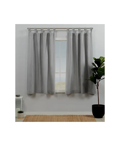 Exclusive Home Curtains Loha Linen Braided Tab Top Curtain Panel Pair, 54" x 63"
