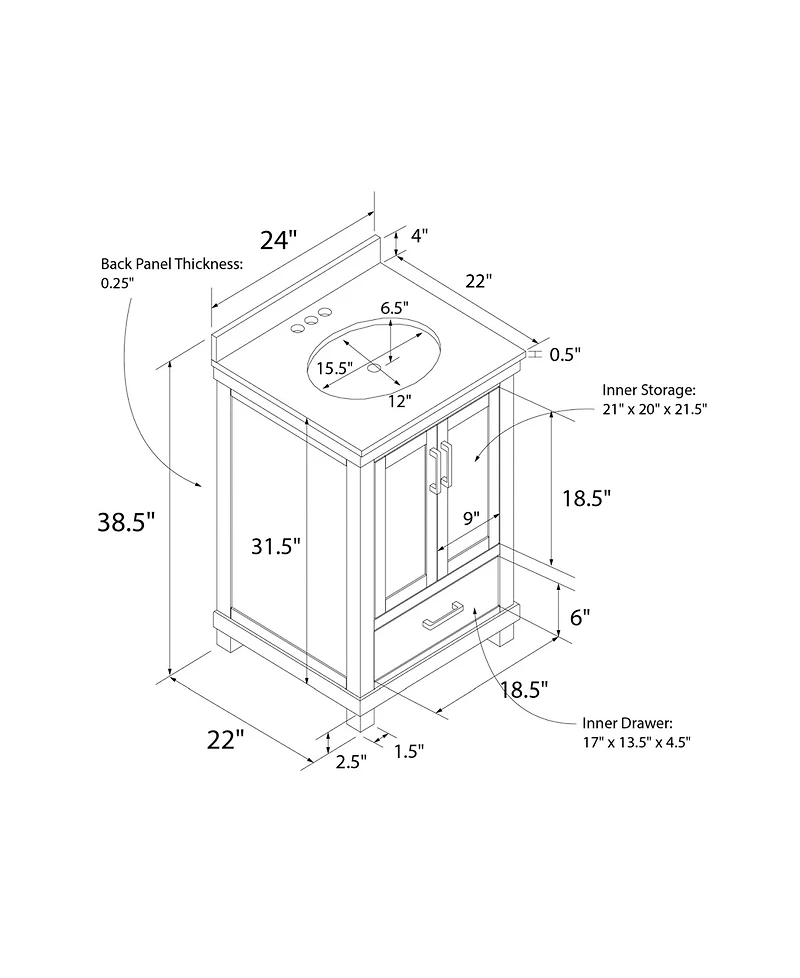 Dorel Living Mills Bathroom Vanity