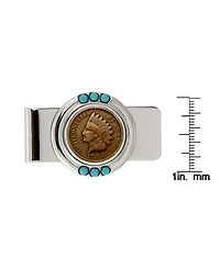 Men's American Coin Treasures 1800's Indian Penny Turquoise Coin Money Clip