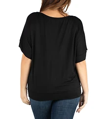 24seven Comfort Apparel Plus Short Sleeve Loose Fitting Dolman Top