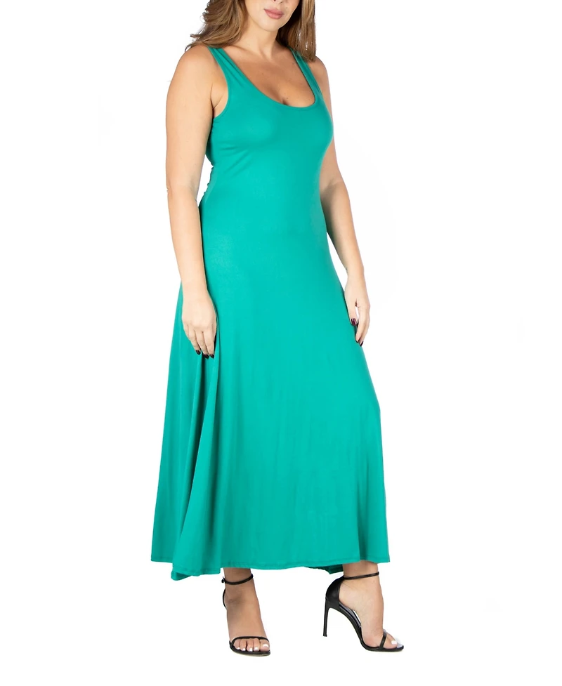 24seven Comfort Apparel Plus Simple A-line Tank Maxi Dress
