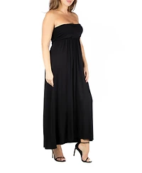 24seven Comfort Apparel Plus Strapless Maxi Dress