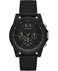 A|X Armani Exchange Men's Chronograph Black Silicone Strap Watch 44mm