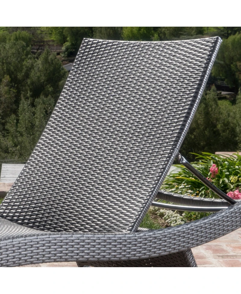 Noble House Salem Outdoor Chaise Lounge with Stripe Cushion