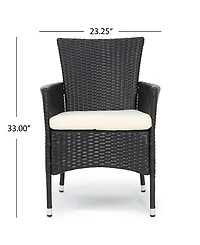 Noble House Malaga Outdoor 3 Piece Bistro Set with Cushions