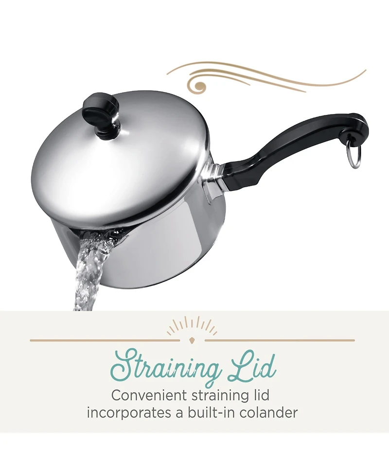 Farberware Classic Stainless Steel 1-Qt. Straining Saucepan & Lid
