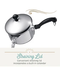 Farberware Classic Stainless Steel 1-Qt. Straining Saucepan & Lid
