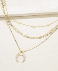 Ettika Layered Chain Crescent Horn Women's Necklace