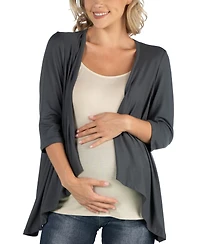 24seven Comfort Apparel Elbow Length Sleeve Maternity Open Cardigan