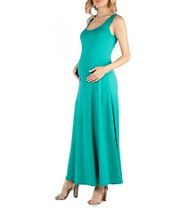 24seven Comfort Apparel Slim fit A Line Sleeveless Maternity Maxi Dress