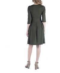 24seven Comfort Apparel Fit and Flare Scoop Neck Maternity Dress