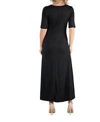 24seven Comfort Apparel Casual Maternity Maxi Dress with Sleeves