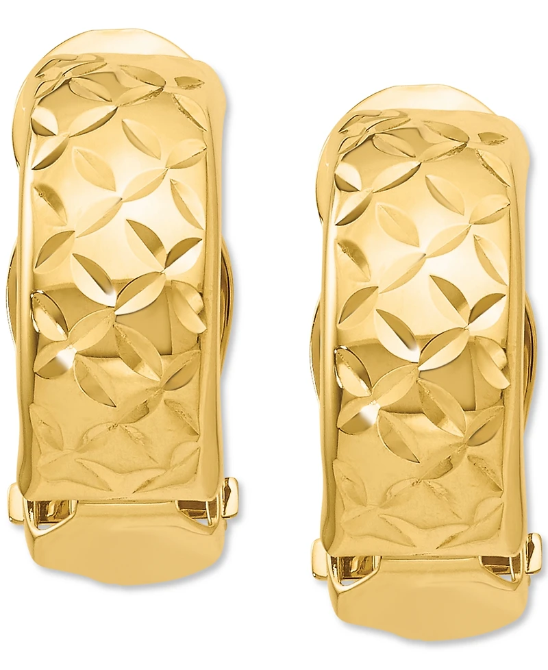Textured Crisscross Clip-On Half Hoop Earrings in 14k Gold