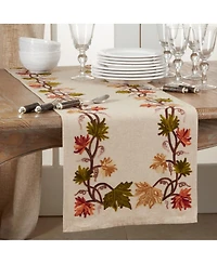 Saro Lifestyle Embroidered Fall Leaf Runner
