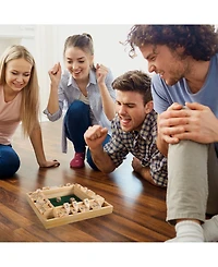 Hey Play Shut The Box Game - Classic 10 Number Wooden Set With Dice Included-Old Fashioned, 4 Player Thinking Strategy Game For Adults And Children