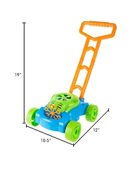 Hey Play Bubble Lawn Mower - Toy Push Lawn Mower Bubble Blower Machine, Walk Behind Outdoor Activity For Toddlers, Boys And Girls