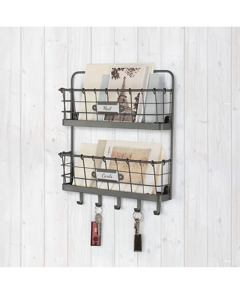Spectrum Vintage-like Living Wall Mount 2-Tier Letter Holder Key Rack